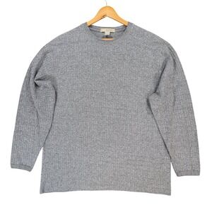Basic Equipment Sweater Mens Large Gray Cotton Blend Ribbed Crew Neck Casual